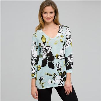 Printed V-Neck Pullover x0034, seamist combo, large