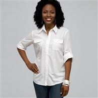 Classic Button Front Shirt x0056, White, medium