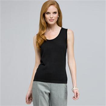 Sleeveless Scoop Neck Shell. x0061, Black, large