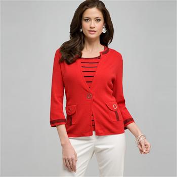 Relaxed Fit Cardigan x0052, Cardinal Red & Black, large