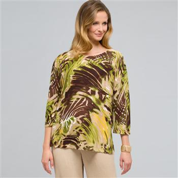 Boat Neck Tunic x0047, earth brown combo, large