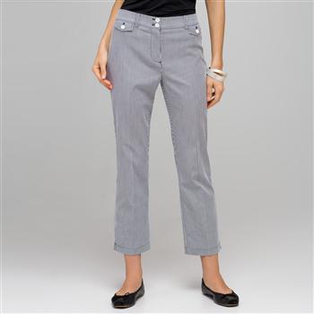 Striped Crop Pants x0066, swiss navy & white, large