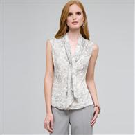 Blouse with Tie Neck x0017, Slate Multi, medium