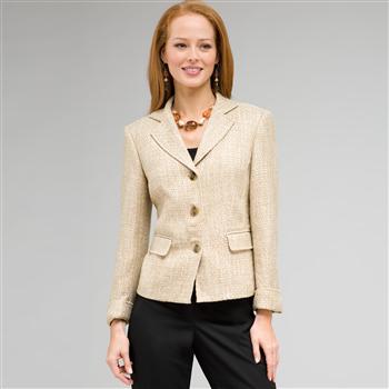 Notch Collar Basket Weave Jacket x0074, New Rattan Multi, large