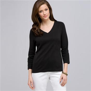 3/4 Sleeve V-Neck Top x0033, , large