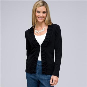 Long Sleeve Ruffle Front Cardigan x0064, , large