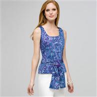 Paisley Sleeveless Shirt With Tie Front. x0077, Spring Violet Combo, medium