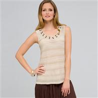 Beaded Scoop Neck Tank x0018, toast combo, medium