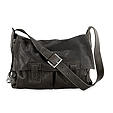 Men's Leather Luggage Fisherman Bag x0065, Black, medium