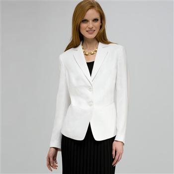 Two Button Notch Collar Jacket. x0033, White, large