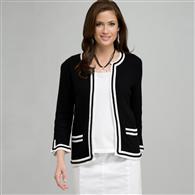 3/4 Sleeve Cardigan x0062, Black & White, medium