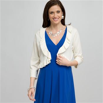 Ruffle Cardigan x0016, Ivory, large