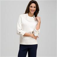 3/4 Sleeve Cowl Neck Top x0051, Sugar, medium