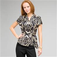 Tie Front Blouse x0018, Black Multi, medium