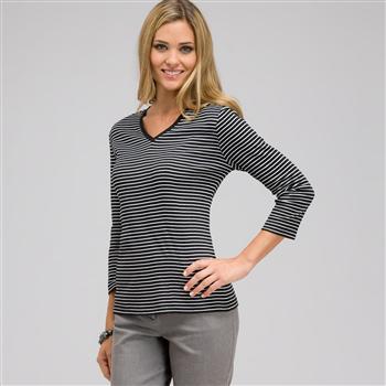 3/4 Sleeve V-Neck Top x0021, , large