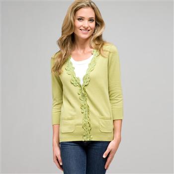 Lace Trimmed Cardigan x0052, spring bud, large