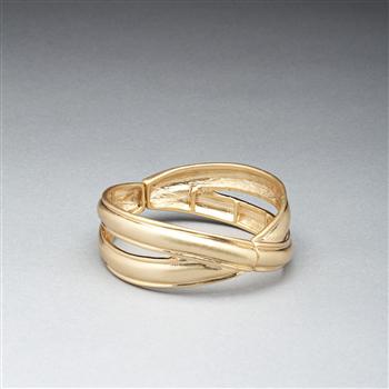 Worn Gold Cuff Bracelet x0071, Gold, large