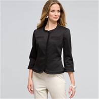 Ruffle Trim Jacket x0065, Black, medium