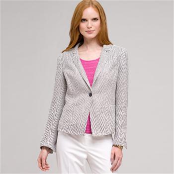 Textured 1 Button Jacket x0081, Ink Multi, large