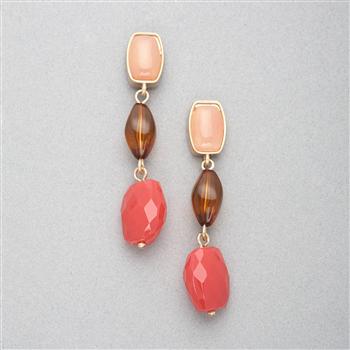 Pink Quartz Dangle Earring x0079, Gold, large