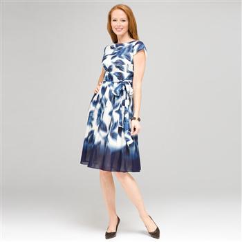 Blurred Leaf Floral Wrap Dress x0027, Ivory Multi, large