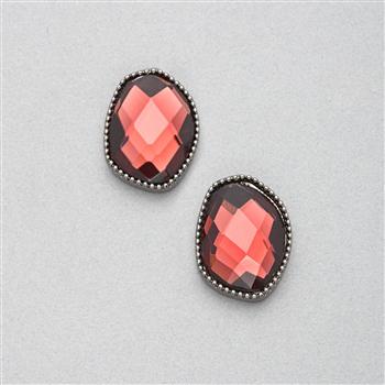 Light Hematite Button Clip-on Earrings x0077, Hematite, large