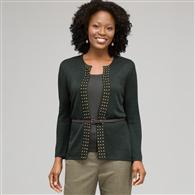 Belted Cardigan With Studs x0032, Laurel, medium