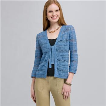 Tie Front Cardigan x0062, Blue Stone, large