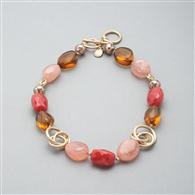 Pink Quartz Necklace x0096, Gold, medium