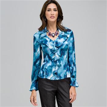 Ruffled Blouse x0051, Seabreeze Multi, large