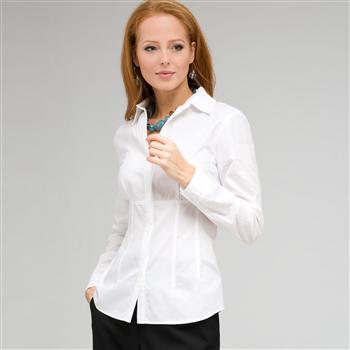 Long Sleeve Seamed Shirt x0061, White, large