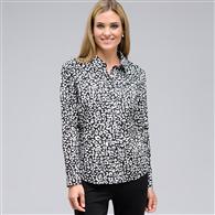 Long Sleeve Classic Button Front Shirt x0047, Black & Sugar, medium