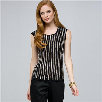 Sleeveless Shell. x0045, Black Multi, large