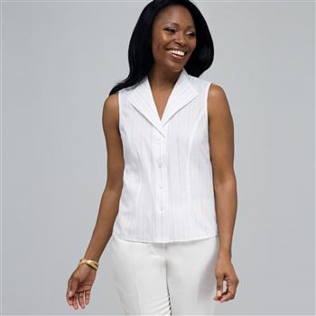 No-Iron Easy Care Sleeveless Shirt x0056, White Multi, large