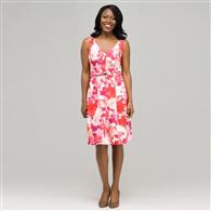 Floral V-Neck Dress x0074, Pink Multi, medium