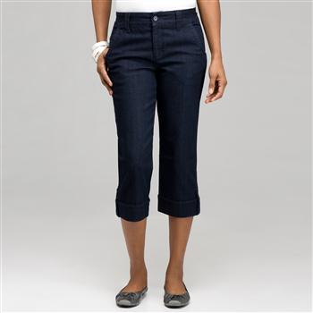 5 Pocket Cuffed Capri (Plus) x0082, Rinse Wash New, large