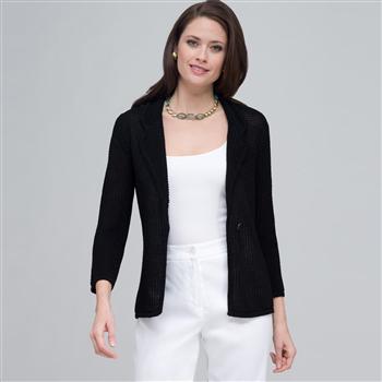 3/4 Sleeve Notch Cardigan. x0054, Black, large
