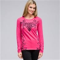 Long Sleeve Crew Neck Top x0016, Begonia Multi, medium