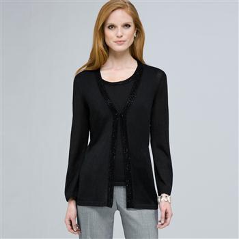Beaded Cardigan. x0068, Black Multi, large