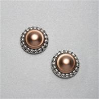 Bronze Clip On Button Earring x0089, Silver Ox, medium