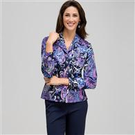 Paisley Notch Collar Button Down Shirt x0044, Blue Fox Multi, medium