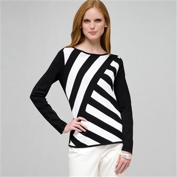Graphic Print Sweater x0049, Black & White, large