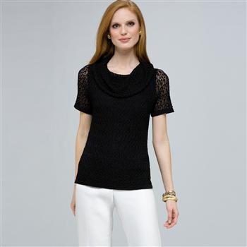 Cowl Neck Top x0012, Black, large