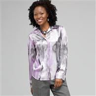Long Sleeve Covered Placket Blouse x0028, Multi, medium