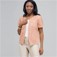Tweed Short Sleeve Jacket. x0018, New Coral Multi, medium
