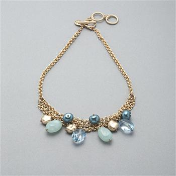 3 Strand Drop Necklace x0057, Blue, large