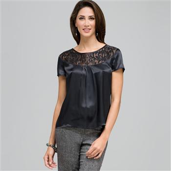 Organza Burnout Blouse x0017, Black, large