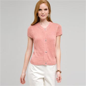 Short Sleeve Cardigan x0059, Cameo & Silver, large