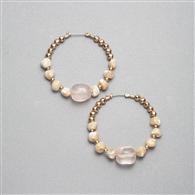 Pink and Gold Hoop Earring x0023, Gold, medium