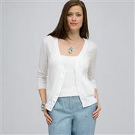 Beaded 3/4 Sleeve Cardigan. x0028, White, medium
